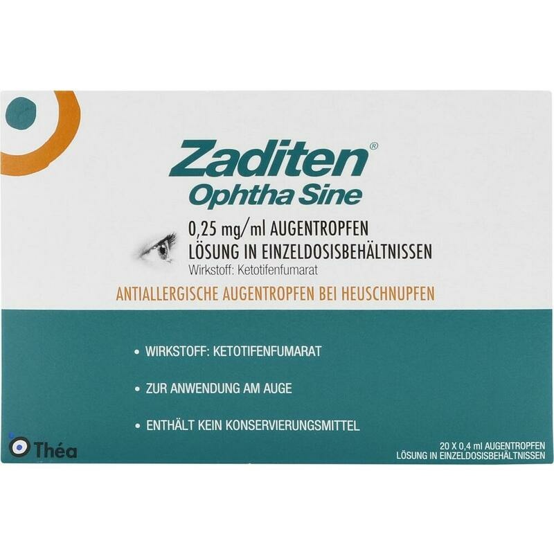 ZADITEN ophtha sine 0,25 mg/ml Augentr.Einzeldos.