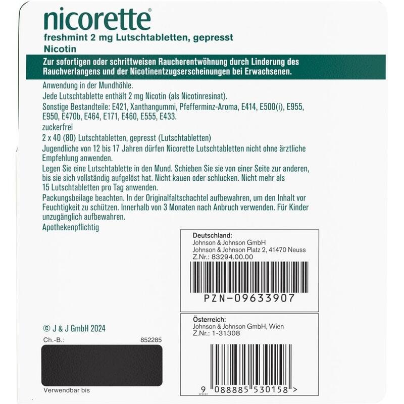 NICORETTE freshmint 2 mg Lutschtabletten gepresst