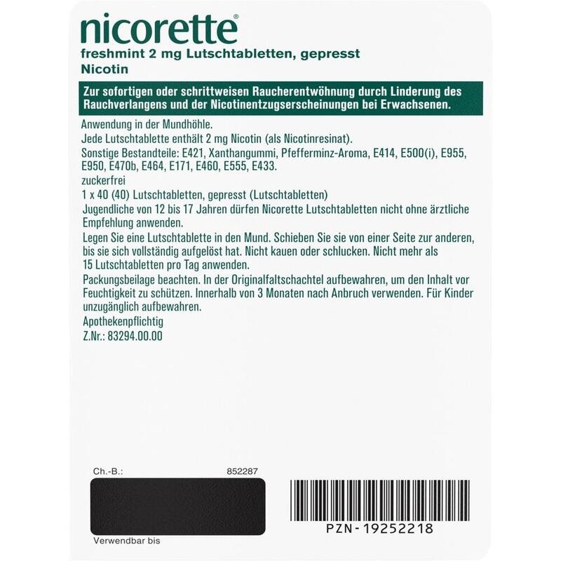 NICORETTE freshmint 2 mg Lutschtabletten gepresst
